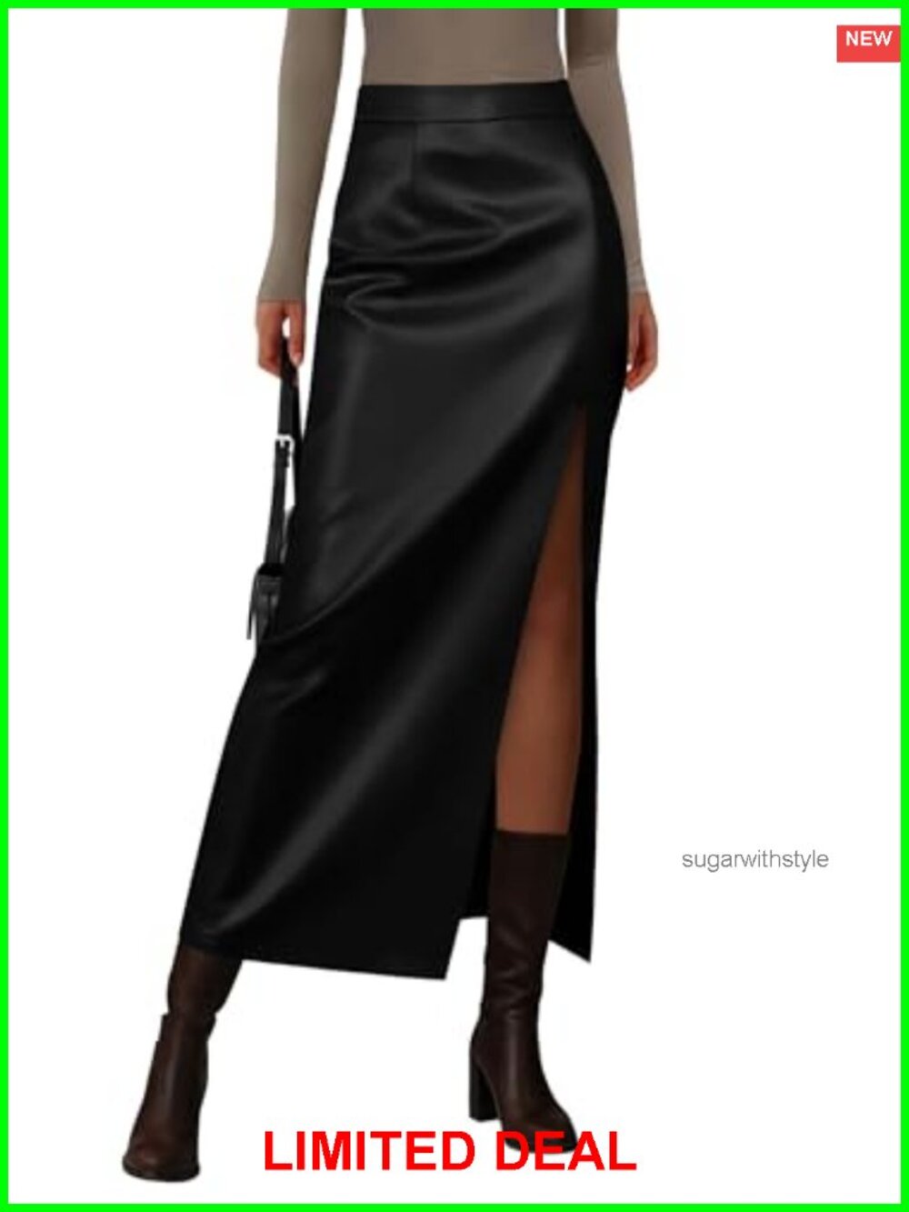 Faux Leather High Waist Maxi Pencil Skirt